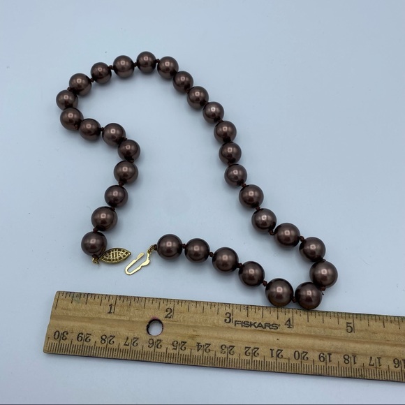 Vintage Faux Pearl Individually Single Knot One Strand Necklace Fishhook Clasp - Picture 5 of 11
